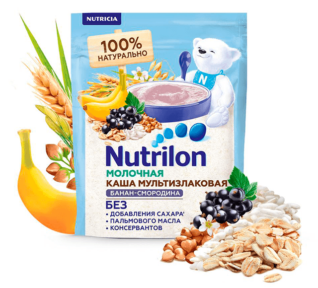 Молочная мультизлаковая каша с бананом и черной смородиной Nutrilon®